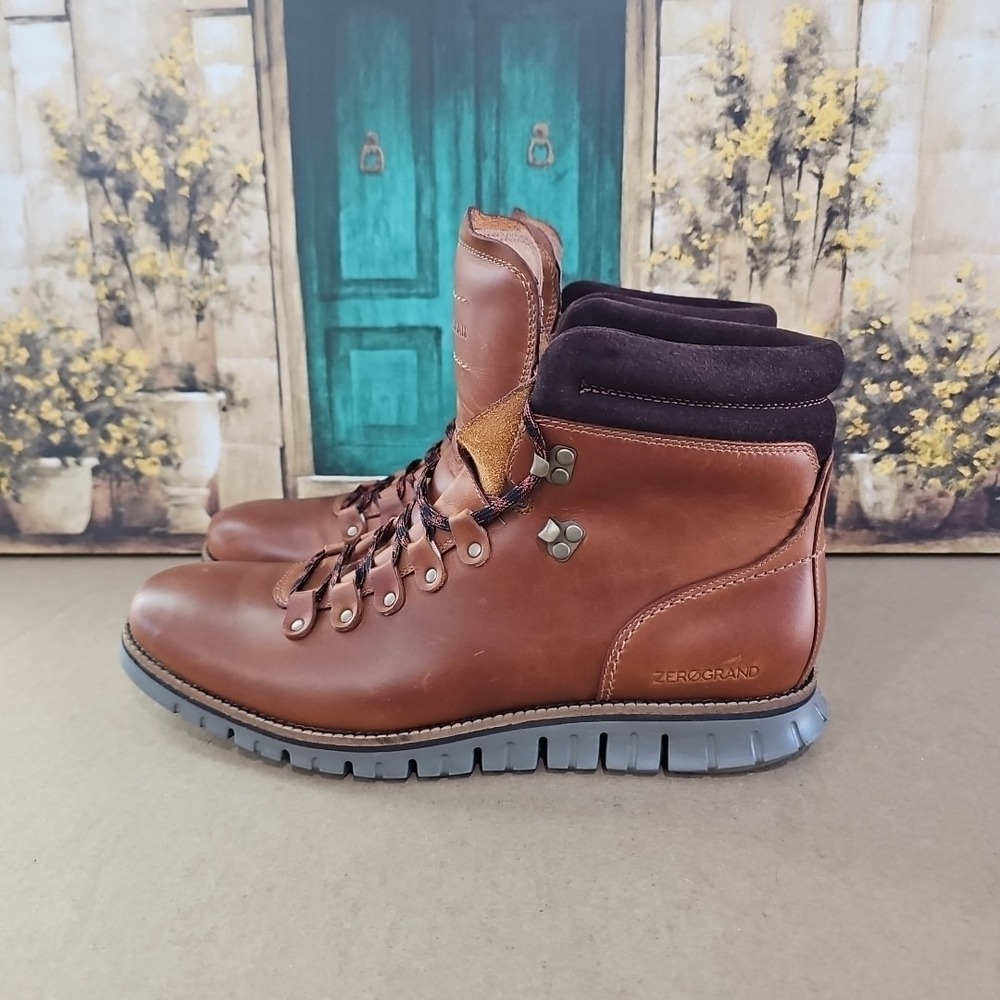 Cole Haan Zerogrand Mens Boots Waterproof British Tan Leather Sz 11.5 M C30405‎